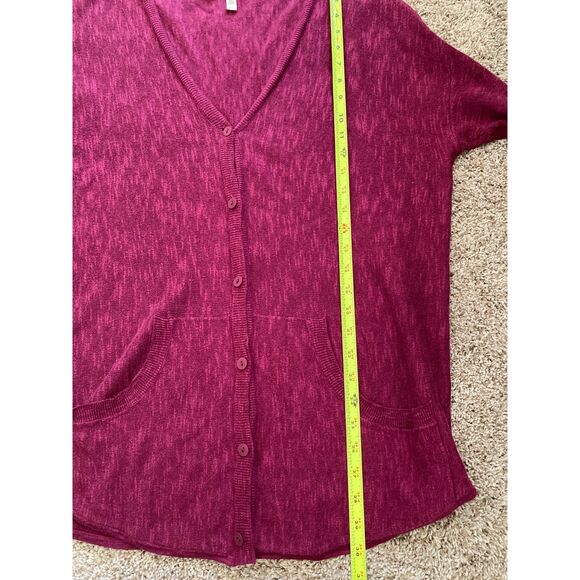 Eileen Fisher Burgundy Linen and Cotton Cardigan Womens Small Oversized Button - Picture 7 of 7